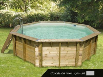 Piscine bois Océa 4,30 x 1,20 m - Liner gris - Ubbink
