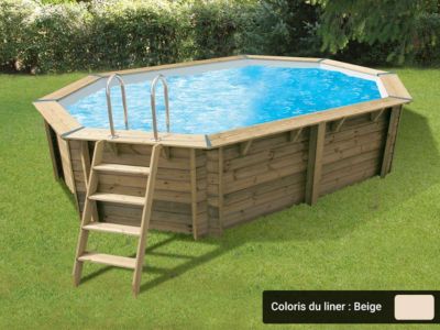 Piscine bois Océa 5,50 x 3,55 x 1,20 m - Liner beige - Ubbink