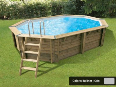 Piscine bois Océa 5,50 x 3,55 x 1,20 m - Liner gris - Ubbink