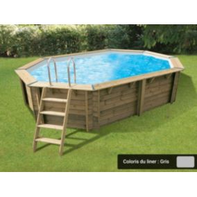 Piscine bois Océa 5,50 x 3,55 x 1,20 m - Liner gris - Ubbink