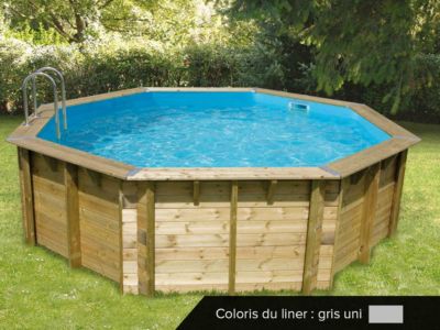 Piscine bois Océa 5,80 x 1,30 m - Liner gris - Ubbink
