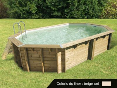 Piscine bois Océa 6,10 x 4,00 x 1,30 m - Liner beige - Ubbink