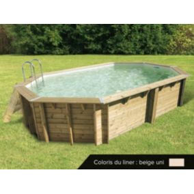 Piscine bois Océa 6,10 x 4,00 x 1,30 m - Liner beige - Ubbink