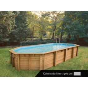 Piscine bois Océa 8,60 x 4,70 x 1,30 m - Liner gris - Ubbink