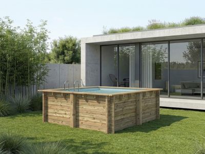 Piscine bois rectangle " Maldives "  3.20 x 3.20 x 1.24 m