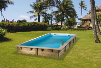 Piscine bois rectangulaire Ubbink Ibiza LDD 3.5 x 6.5 x H 1.40 m + bâche incluse