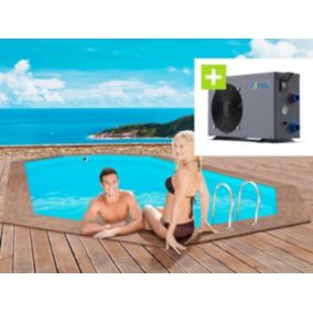 Piscine bois " Rio "  5.60 x 3.70 x 1.24 m +  Pompe à chaleur  Puissance 6.1 kW