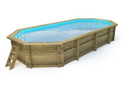 Piscine bois " Sevilla "  8.57 x 4.57 x 1.45 m + Bâche à bulles 180 micron + Bâche hiver 280 grm²