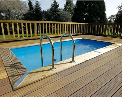 Piscine bois Ubbink Azura      Bleu  200X400   H126cm Bleu 200X400   H126cm Escaliers