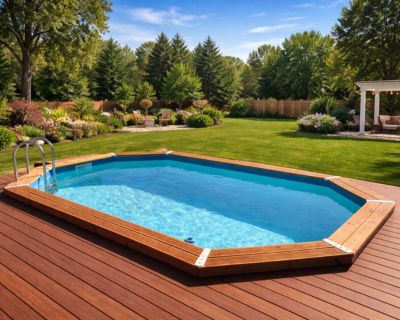 Piscine bois Ubbink Azura      Bleu  300X400   H120cm Bleu 300X400   H120cm Escaliers