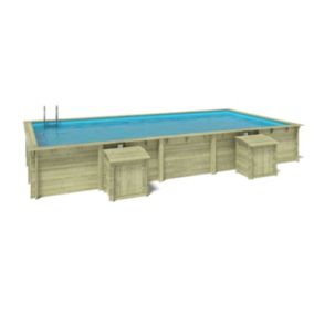 Piscine de jardin en bois - 10,20x5,20 x H.1,44 m - avec filtration et coffre de filtration - BAS761OSP+SZA6