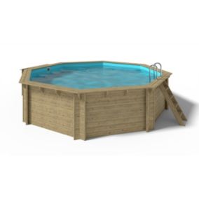 Piscine de jardin en bois - 5,37x5,37 x H.1,31 m - avec filtration et coffre de filtration - BAS754OSP+SZA6