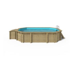 Piscine de jardin en bois - 5,86x3,86 x H.1,20 m - avec filtration et coffre de filtration - BAS747OSP+SZA7