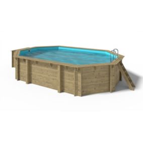 Piscine de jardin en bois - 6,53x4,41 x H.1,31 m - avec filtration et coffre de filtration - BAS734OSP+SZA6