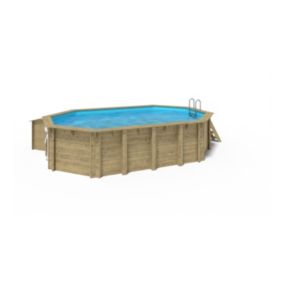 Piscine de jardin en bois - 6,53x4,41 x H.1,42 m - avec filtration et coffre de filtration - BAS552OSP+SZA6