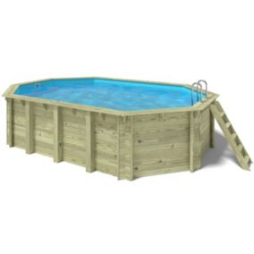 Piscine de jardin en bois - 6,53x4,41  x H.1,42m - avec filtration - BAS552OSP