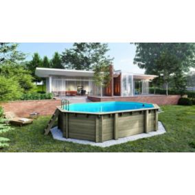 Piscine de jardin en bois - 6,57x4,57 x H.1,31 m - avec filtration et coffre de filtration - BAS749OSP+SZA6