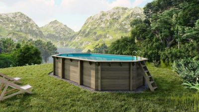 Piscine en bois 7,57x4,07 - H.1,45 m - avec filtration - BAS751OSPI