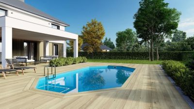 Piscine en bois 7,57x4,07 - H.1,45 m - avec filtration - BAS751OSPI