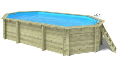 Piscine en bois 7,57x4,07 - H.1,45 m - avec filtration - BAS751OSPI