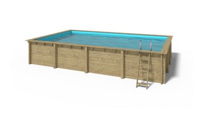 Piscine en bois 8,20x5,20 - H.1,45 m - avec filtration et coffre - BAS759OSPI+SZA