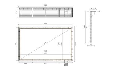 Piscine en bois 8,20x5,20 - H.1,45 m - avec filtration et coffre - BAS759OSPI+SZA