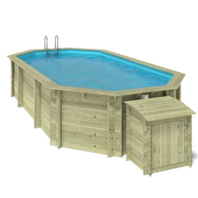 Piscine en bois Nemo 7.3x3.97 - H.1.45 m fixations à sceller - BAS7305OSPI+SZA