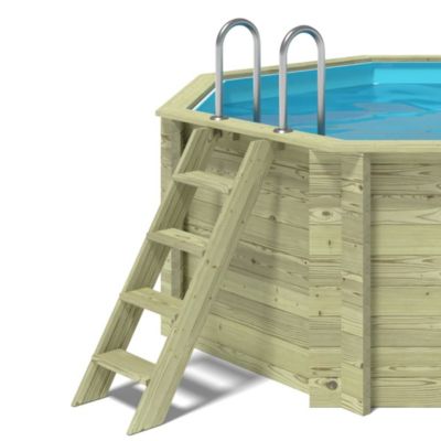 Piscine en bois Nemo 7.3x3.97 - H.1.45 m fixations à sceller - BAS7305OSPI+SZA