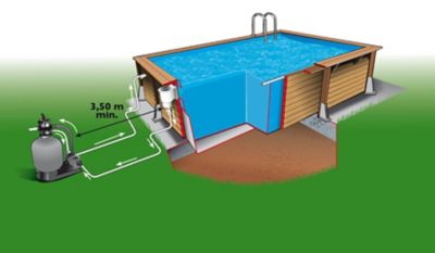 Piscine en bois rectangulaire Ibiza liner beige 3.5 x 5 x H 1.26 m