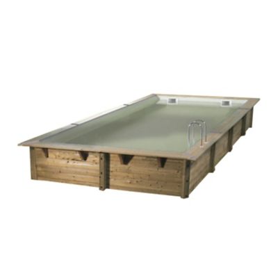 Piscine en bois rectangulaire Ibiza liner beige 3.5 x 6.5 x H 1.4 m