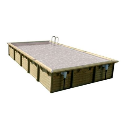 Piscine en bois rectangulaire Ibiza liner gris 5 x 8 x H 1.4 m