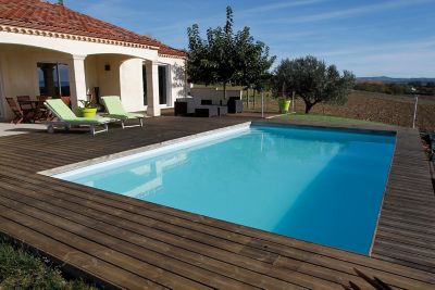 Piscine en bois rectangulaire Ibiza liner gris 5 x 8 x H 1.4 m