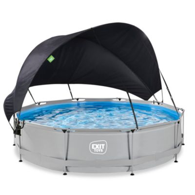 Piscine EXIT Soft Grey D360x76cm avec pompe filtrante et voile d'ombrage gris