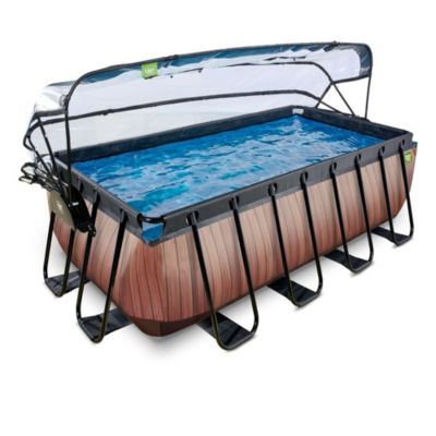 Piscine EXIT Wood 400x200x122cm avec pompe filtrante à sable et dôme ...