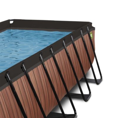 Piscine EXIT Wood 400x200x122cm avec pompe filtrante à sable et dôme ...