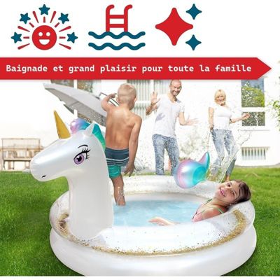 Piscine gonflable pour enfants  200x135x90 cm piscine hors sol design Licorne a partir de 3ans.