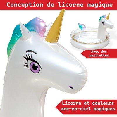 Piscine gonflable pour enfants  200x135x90 cm piscine hors sol design Licorne a partir de 3ans.