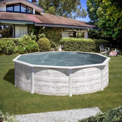 Piscine hors sol acier aspect bois Gré Finlande ø2,60 x h.1,22 m