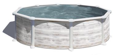 Piscine hors sol acier aspect bois Gré Groenland ø4,80 x h.1,32 m