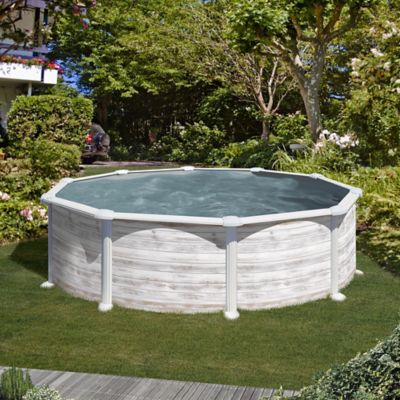 Piscine hors sol acier aspect bois Gré Groenland ø4,80 x h.1,32 m