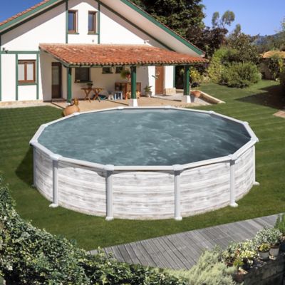 Piscine hors sol acier aspect bois Gré Groenland ø5,70 x h.1,32 m