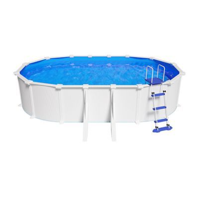 Piscine hors sol acier blanc Gré Atlantis LDD 6.10 x 3.75 x H 1.32 m