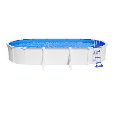 Piscine hors sol acier blanc ovale Gré Atlantis LDD 7.30 x 3.75 x H 1.32 m