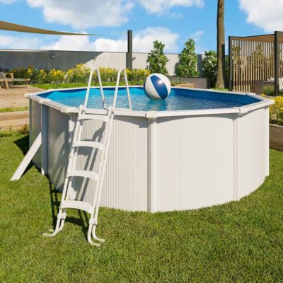 Piscine hors sol acier ovale 4,90 x 3,65 x 1,2 m blanche SAPHIR