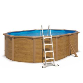 Piscine hors sol acier ovale 4,90 x 3,65 x 1,20 m aspect bois CANYON