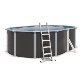 Piscine hors sol acier ovale 4,90 x 3,65 x 1,32 m anthracite VARUNA