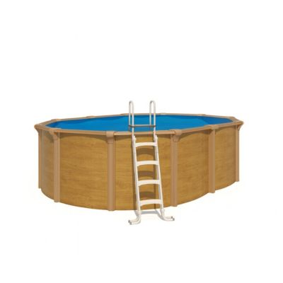 Piscine hors sol acier ovale 4,90 x 3,65 x 1,32 m aspect bois OSMOSE