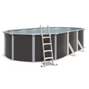 Piscine hors sol acier ovale 6,10 x 3,65 x 1,32 m anthracite VARUNA