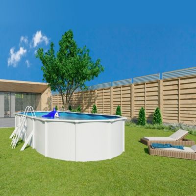 Piscine hors sol acier ovale 7,30 x 3,65 x 1,2 m blanche SAPHIR