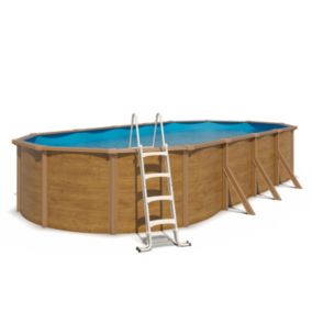 Piscine hors sol acier ovale 7,30 x 3,65 x 1,20 m aspect bois CANYON